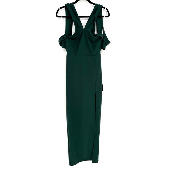Lulus New! Perfect Opportunity Hunter Green Maxi Dress V-Neck Mermaid Hem M - Picture 2 of 7